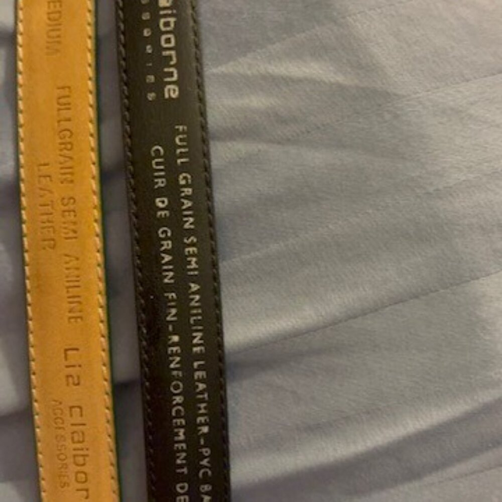 VTG LIZ CLAIBORNE Belts (2) Green & Navy 3/4"W x 33"L- gold buckles '80-90s Sz M - Picture 8 of 11